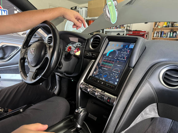 SBD G2 10.8 inch touchscreen radio installed in an R35 GT-R
